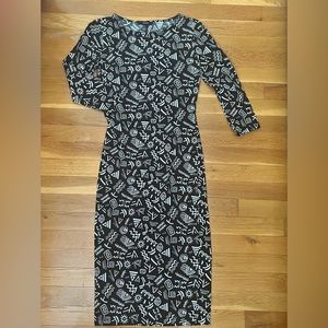 Fun printed midi body con dress